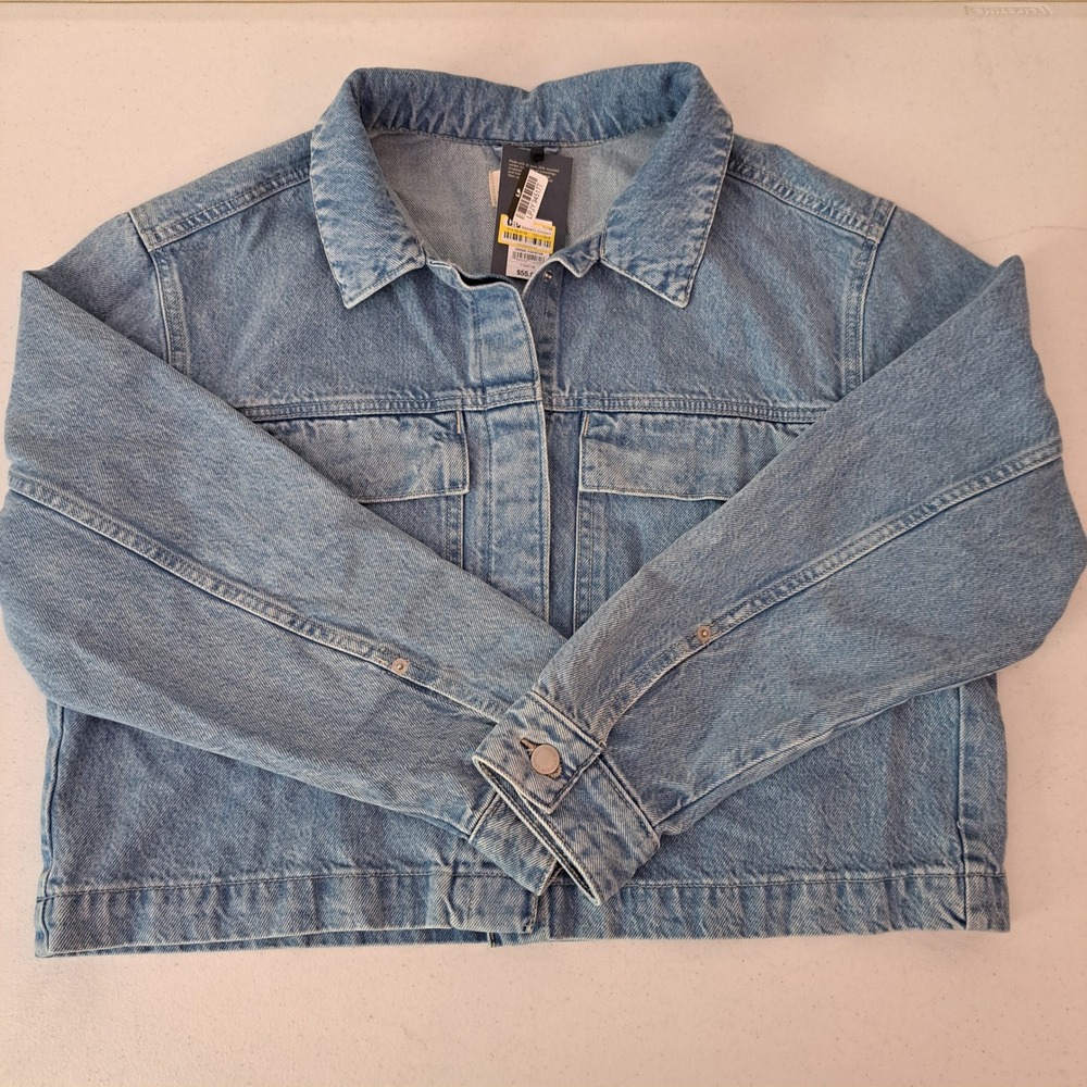 Universal Thread Denim Jacket Womens XL NEW Cropped Snap Utility 1040-440-B45